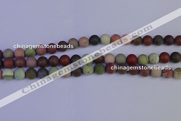 CNI364 15.5 inches 12mm round matte imperial jasper beads wholesale