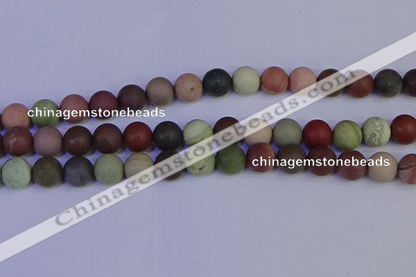 CNI365 15.5 inches 14mm round matte imperial jasper beads wholesale