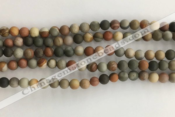 CNI376 15.5 inches 6mm round matte American picture jasper beads