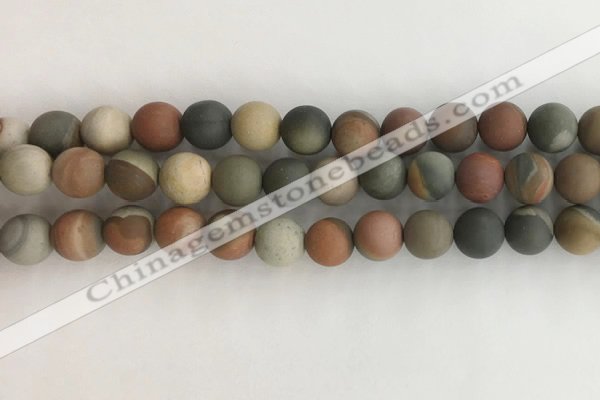 CNI378 15.5 inches 10mm round matte American picture jasper beads