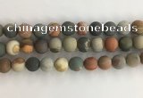 CNI380 15.5 inches 14mm round matte American picture jasper beads