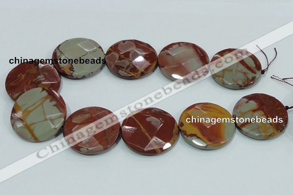 CNJ02 15.5 inches 40mm faceted coin natural noreena jasper beads