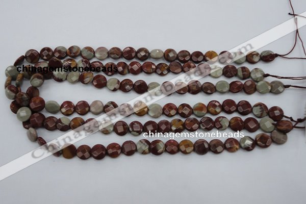 CNJ41 15.5 inches 10mm faceted coin noreena jasper beads