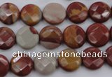 CNJ42 15.5 inches 12mm faceted coin noreena jasper beads