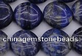 CNL1108 15.5 inches 16mm flat round lapis lazuli gemstone beads