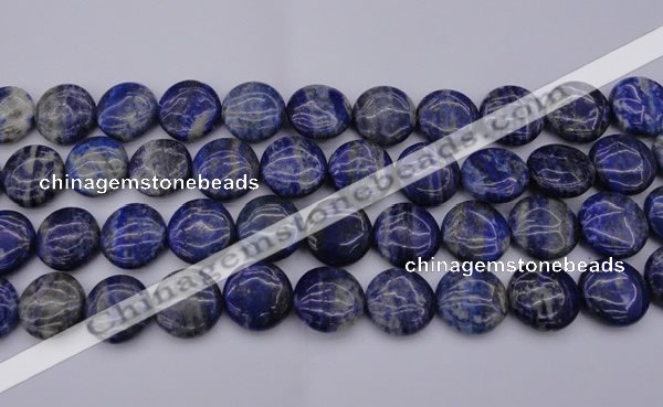 CNL1108 15.5 inches 16mm flat round lapis lazuli gemstone beads