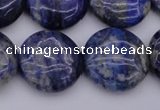 CNL1109 15.5 inches 18mm flat round lapis lazuli gemstone beads