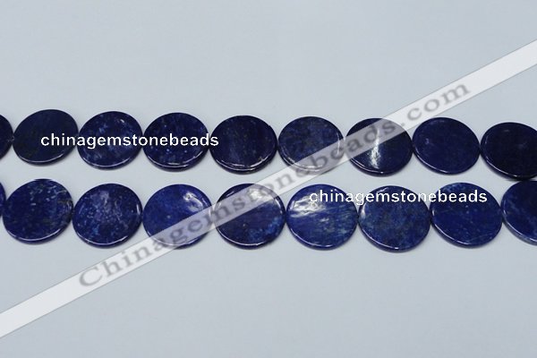 CNL1280 15.5 inches 25mm flat round natural lapis lazuli beads