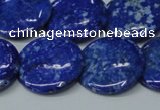 CNL1303 15.5 inches 22mm flat round natural lapis lazuli beads