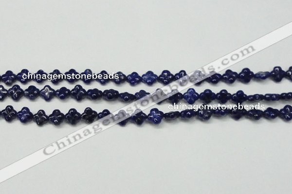 CNL1305 15.5 inches 10mm carved flower natural lapis lazuli beads