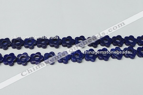 CNL1311 15.5 inches 18mm carved flower natural lapis lazuli beads