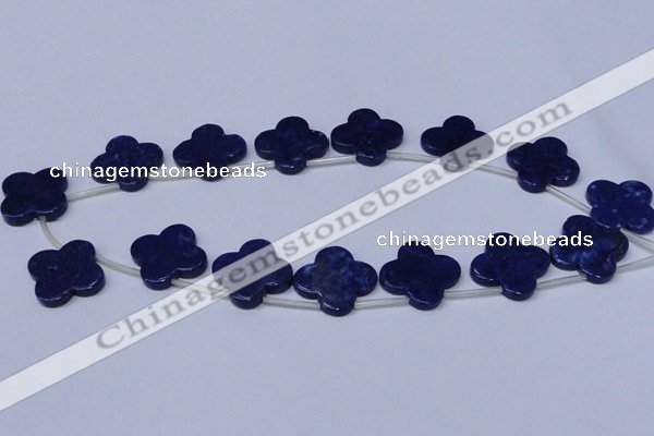 CNL1317 Top drilled 24mm flower natural lapis lazuli beads
