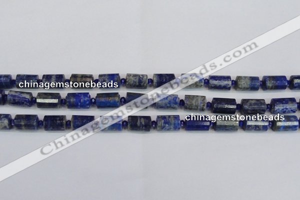 CNL1606 15.5 inches 10*15mm faceted tube lapis lazuli gemstone beads