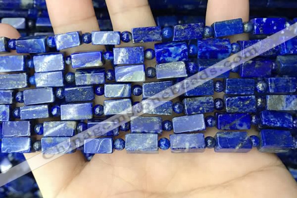 CNL1689 4mm round & 5*10mm - 6*12mm cuboid lapis lazuli beads