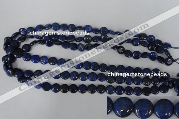 CNL451 15.5 inches 10mm flat round natural lapis lazuli beads