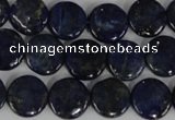 CNL452 15.5 inches 12mm flat round natural lapis lazuli beads