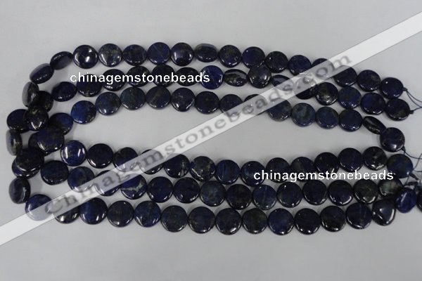 CNL452 15.5 inches 12mm flat round natural lapis lazuli beads