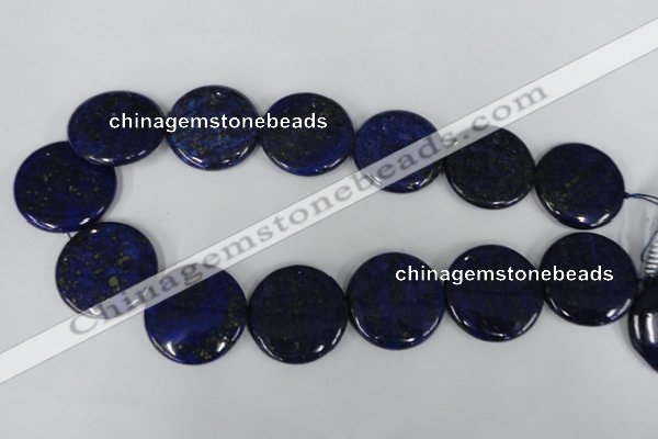 CNL458 15.5 inches 30mm flat round natural lapis lazuli beads