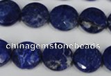 CNL472 15.5 inches 14mm faceted coin natural lapis lazuli beads