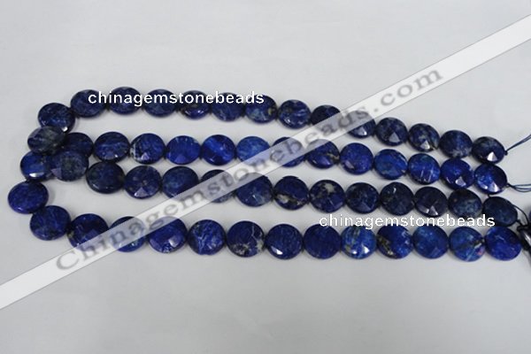 CNL472 15.5 inches 14mm faceted coin natural lapis lazuli beads