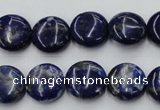 CNL732 15.5 inches 14mm flat round natural lapis lazuli gemstone beads