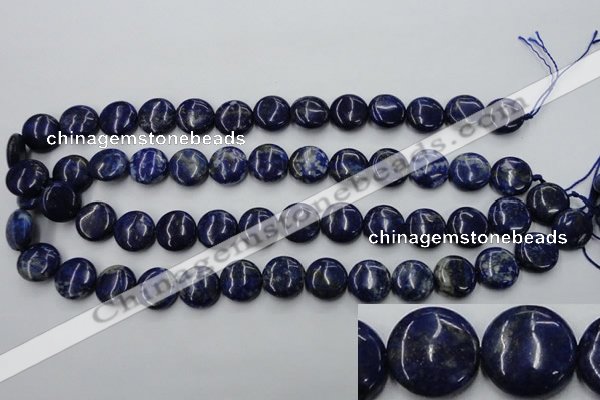 CNL732 15.5 inches 14mm flat round natural lapis lazuli gemstone beads