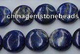 CNL733 15.5 inches 16mm flat round natural lapis lazuli gemstone beads