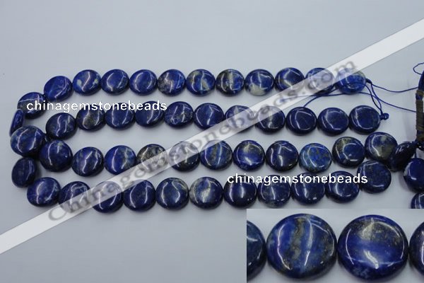 CNL733 15.5 inches 16mm flat round natural lapis lazuli gemstone beads