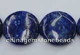 CNL737 15.5 inches 25mm flat round natural lapis lazuli gemstone beads