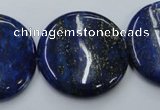 CNL738 15.5 inches 30mm flat round natural lapis lazuli gemstone beads