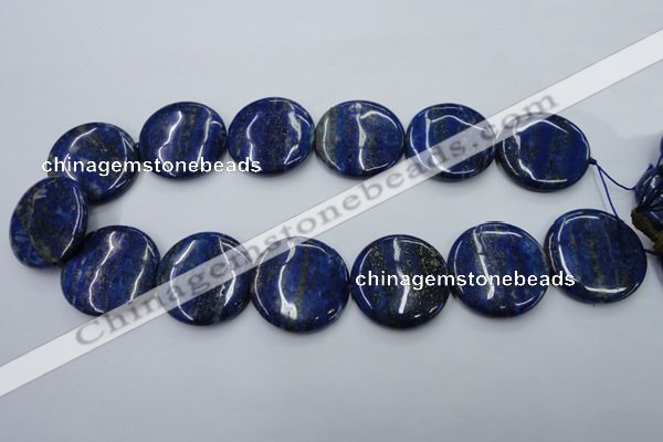 CNL738 15.5 inches 30mm flat round natural lapis lazuli gemstone beads