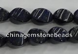 CNL920 15.5 inches 10*14mm twisted rice natural lapis lazuli beads