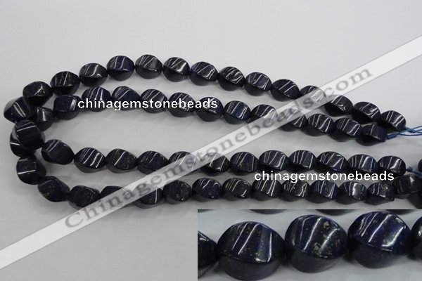 CNL920 15.5 inches 10*14mm twisted rice natural lapis lazuli beads