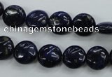 CNL923 15.5 inches 10mm flat round natural lapis lazuli gemstone beads