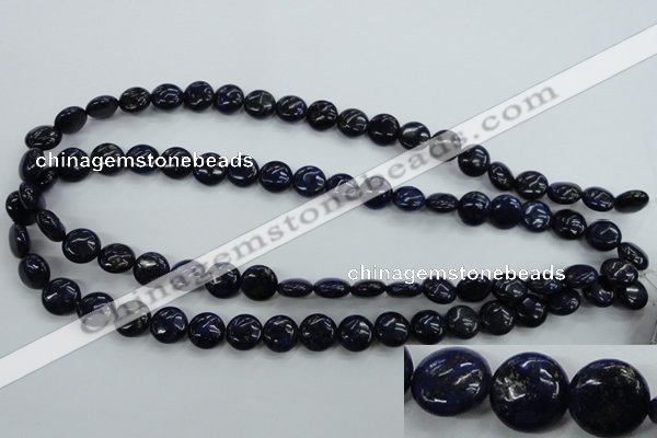 CNL923 15.5 inches 10mm flat round natural lapis lazuli gemstone beads