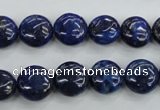 CNL924 15.5 inches 12mm flat round natural lapis lazuli gemstone beads