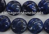 CNL926 15.5 inches 16mm flat round natural lapis lazuli gemstone beads