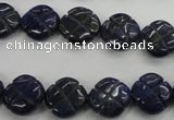 CNL993 15.5 inches 13mm carved flower natural lapis lazuli gemstone beads