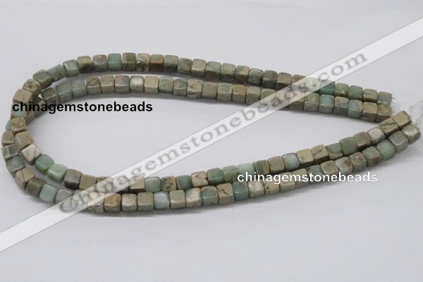 CNS06 16 inches 7*7mm cube natural serpentine jasper beads wholesale