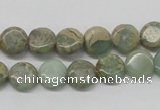 CNS09 16 inches 10mm flat round natural serpentine jasper beads