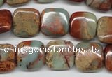 CNS104 15.5 inches 14*14mm square natural serpentine jasper beads