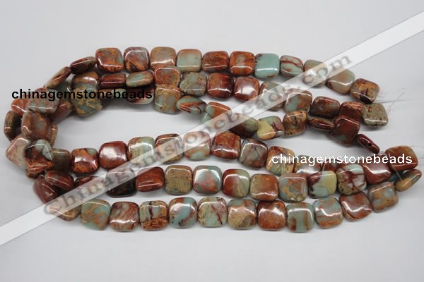 CNS104 15.5 inches 14*14mm square natural serpentine jasper beads