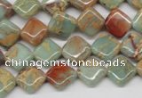 CNS118 15.5 inches 10*10mm diamond natural serpentine jasper beads