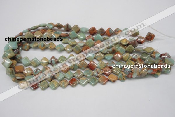 CNS118 15.5 inches 10*10mm diamond natural serpentine jasper beads
