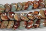 CNS124 15.5 inches 12mm flat round natural serpentine jasper beads