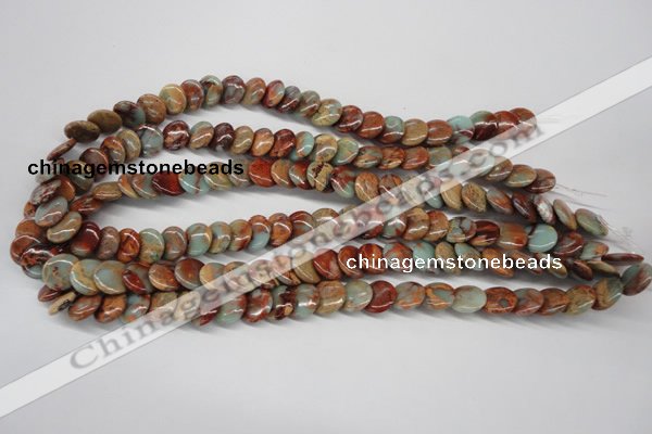 CNS124 15.5 inches 12mm flat round natural serpentine jasper beads