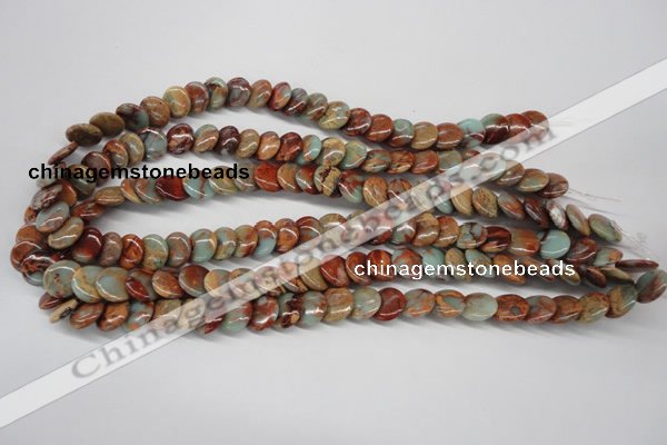 CNS124 15.5 inches 12mm flat round natural serpentine jasper beads