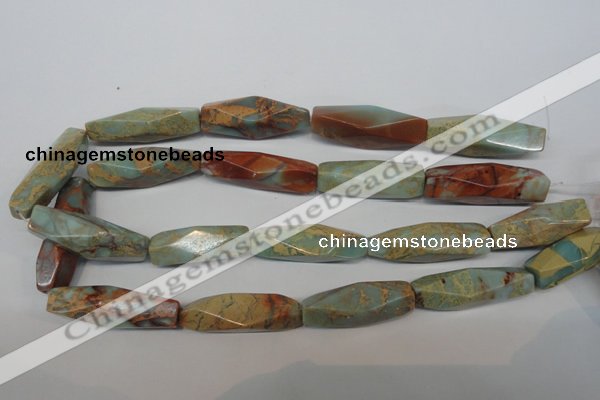 CNS134 15.5 inches 12*40mm faceted rice natural serpentine jasper beads