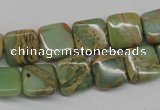 CNS140 15.5 inches 12*12mm square natural serpentine jasper beads