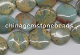 CNS161 15.5 inches 16mm flat round natural serpentine jasper beads